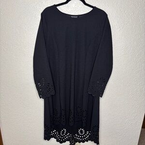 Shein Size 1XL Curve Black Princess Cut Eyelet Cut Out Dress Women's Size 14